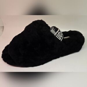 NWT UGG Black Fluffy Slides 8